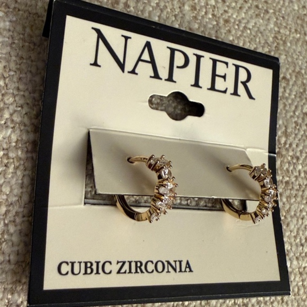 Napier Gold-Tone Cubic Zirconia Mini Hoop Earrings